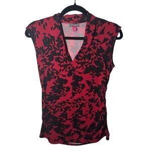 Vince Camuto Womens Red Black Patterned Dressy Sleeveless Top Size Medium Petite